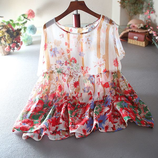 blouses summer retro floral print short-sleeve loose high waist thin ruffles women's printed female cotton linen shirt blouses blusa, White
blouses summer retro floral print short-sleeve loose high waist thin ruffles women's printed female cotton linen shirt blouses blusa, White