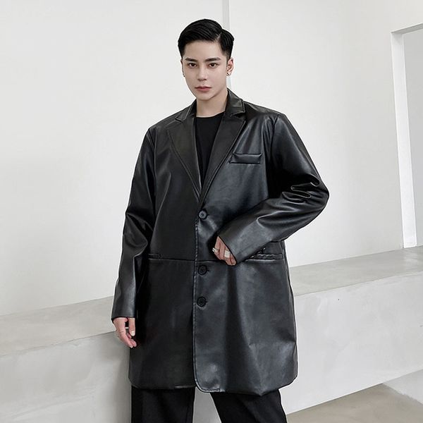 men's suits & blazers oversize men vintage fashion casual pu leather jacket male japan korea style streetwear long coat outerwear ke13, White;black
men's suits & blazers oversize men vintage fashion casual pu leather jacket male japan korea style streetwear long coat outerwear ke13, White;black