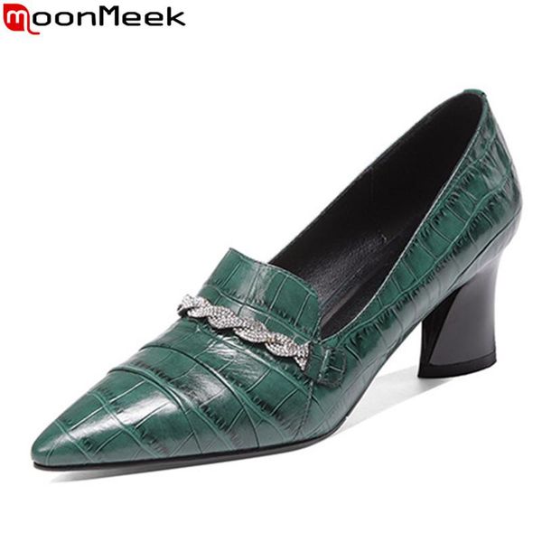 dress shoes moonmeek 2021 brand genuine leather high heels thick pointed toe ladies summer fashion, Black
dress shoes moonmeek 2021 brand genuine leather high heels thick pointed toe ladies summer fashion, Black