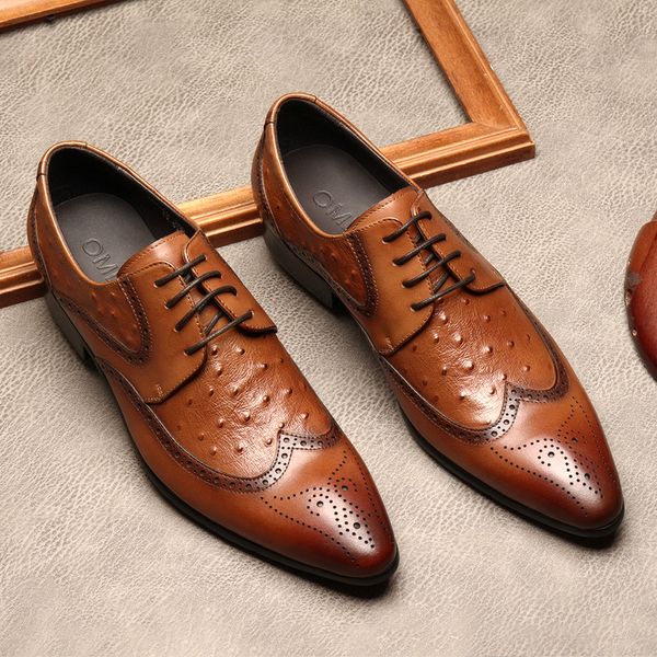 men business dress pointed toe shoes brogue fashion genuine leather lace up wedding shoes formal black khaki oxford shoe
men business dress pointed toe shoes brogue fashion genuine leather lace up wedding shoes formal black khaki oxford shoe