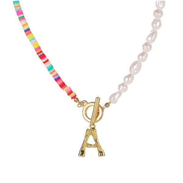 26 letter initial pearl polymer clay necklace soft pottery choker colorful surfer beads collar handmade femme jewelry gifts, Silver
26 letter initial pearl polymer clay necklace soft pottery choker colorful surfer beads collar handmade femme jewelry gifts, Silver