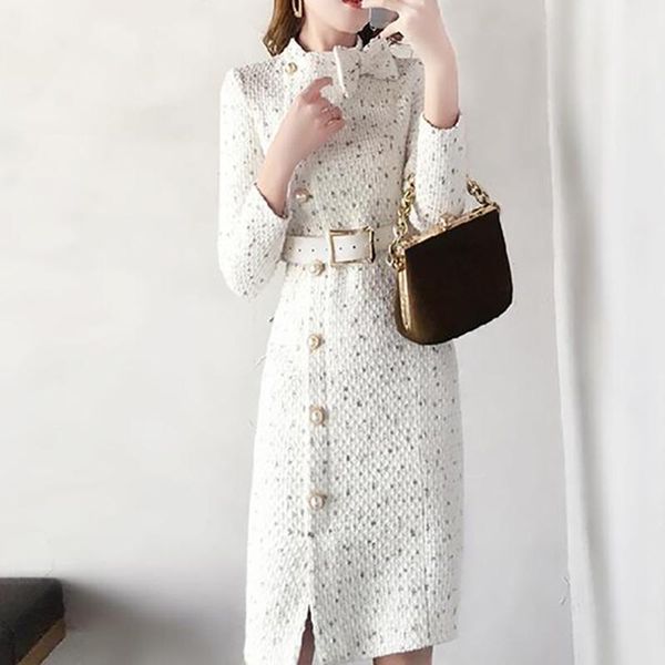 casual dresses 2021 arrival autumn and winter runway women elegant tweed dress bow collar long sleeve female fashion chic vestidos, Black;gray
casual dresses 2021 arrival autumn and winter runway women elegant tweed dress bow collar long sleeve female fashion chic vestidos, Black;gray
