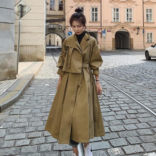 women's trench coats middle long korean loose over the knee british 2021 spring and autumn coat thin, Tan;black
women's trench coats middle long korean loose over the knee british 2021 spring and autumn coat thin, Tan;black