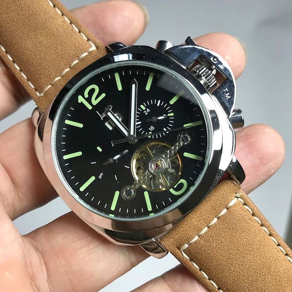 wristwatches skeleton men automatic mechanical sapphire stainless steel brown leather strap matte bezel watch luminous 43mm, Slivery;brown
wristwatches skeleton men automatic mechanical sapphire stainless steel brown leather strap matte bezel watch luminous 43mm, Slivery;brown