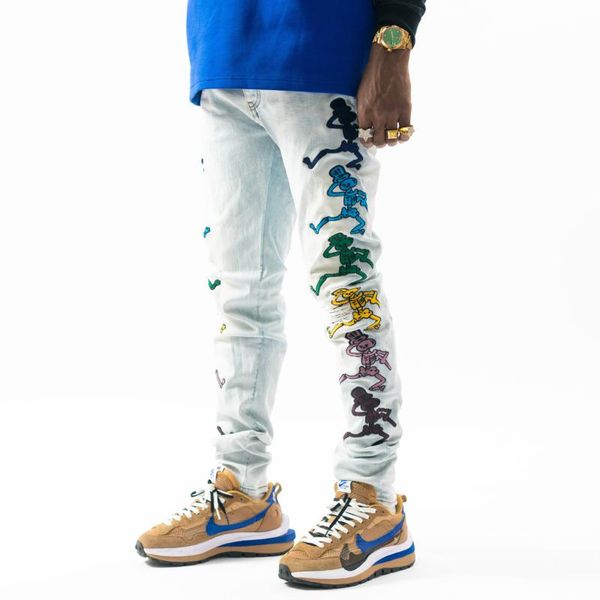 men's jeans male style light blue trousers fashion casual high street embroidered printed ripped cotton denim pants
men's jeans male style light blue trousers fashion casual high street embroidered printed ripped cotton denim pants