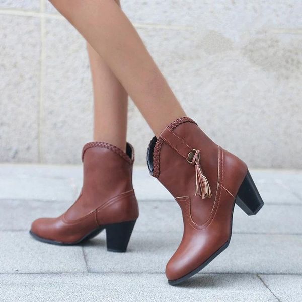 boots women tassel ankle ladies leather pointed toe woman slip on mid heels female vintage pumps women's sewing shoes plus size, Black
boots women tassel ankle ladies leather pointed toe woman slip on mid heels female vintage pumps women's sewing shoes plus size, Black