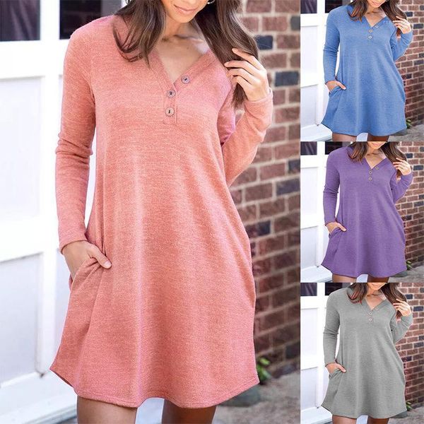 casual dresses autumn long sleeve cotton dress fashion lady v-neck pockets buttons solid color loose a-line women vestidos, Black;gray
casual dresses autumn long sleeve cotton dress fashion lady v-neck pockets buttons solid color loose a-line women vestidos, Black;gray