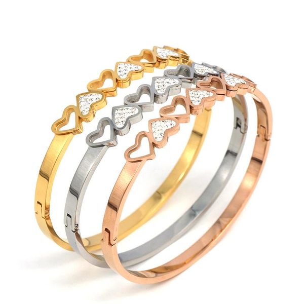 heart shape 316l stainless steel for women cz bracelets & bangles 3 colors choices bangle, Black
heart shape 316l stainless steel for women cz bracelets & bangles 3 colors choices bangle, Black