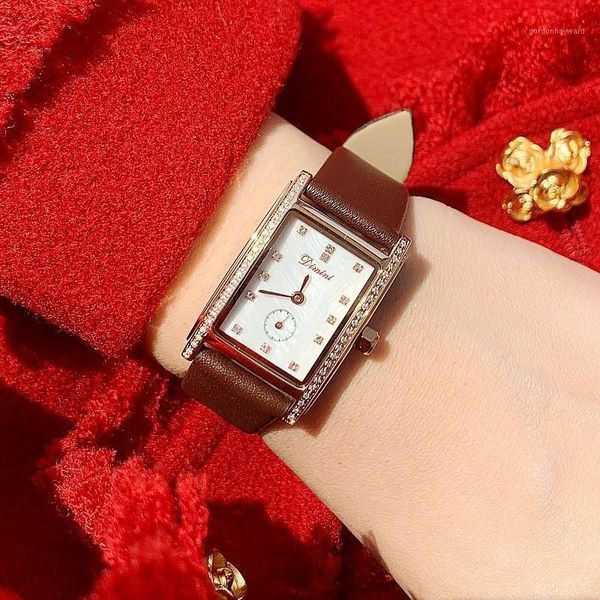 women's watches women square rose gold wrist leather fashion brand female ladies quartz clock montre femme wristwatches, Slivery;brown
women's watches women square rose gold wrist leather fashion brand female ladies quartz clock montre femme wristwatches, Slivery;brown