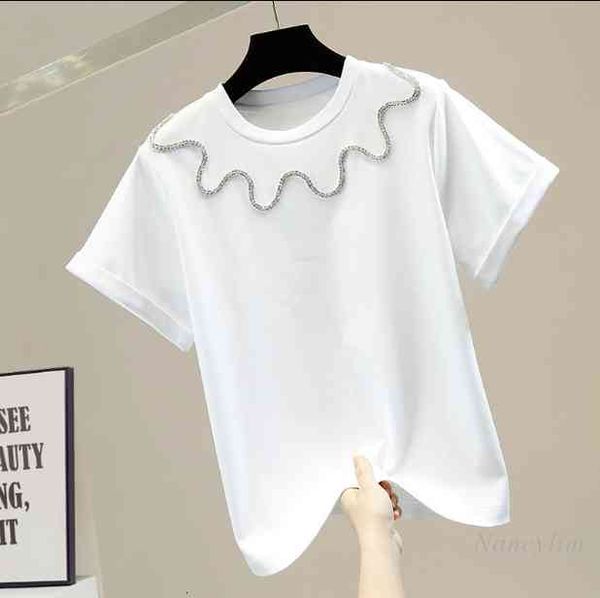 t shirt rhinestone chain round neck solid color short sleeve cotton t-shirt for women summer girls ladies simple tees, White
t shirt rhinestone chain round neck solid color short sleeve cotton t-shirt for women summer girls ladies simple tees, White