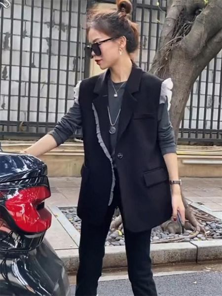 women's vests 2021 autumn waistcoat long sleeve bottoming shirt women lace jacket sleeveless suit vest spring shawl two piece outfit l3, Black;white
women's vests 2021 autumn waistcoat long sleeve bottoming shirt women lace jacket sleeveless suit vest spring shawl two piece outfit l3, Black;white