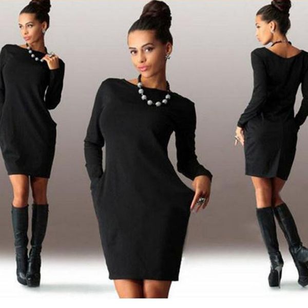 casual dresses women party dress pocket plus size o-neck solid color temperament slim bag hip long sleeve loose vestidos, Black;gray
casual dresses women party dress pocket plus size o-neck solid color temperament slim bag hip long sleeve loose vestidos, Black;gray