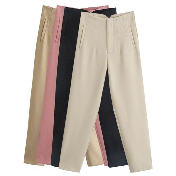 women's pants & capris 2021 women spring trousers suits high waisted pant fashion office lady beige elegant casual female straight -40, Black;white
women's pants & capris 2021 women spring trousers suits high waisted pant fashion office lady beige elegant casual female straight -40, Black;white