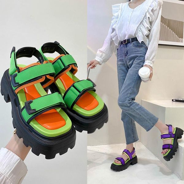 dress shoes large size 35-40 fashion color matching thick bottom non-slip wear-resistant ladies sports sandals summer college style., Black
dress shoes large size 35-40 fashion color matching thick bottom non-slip wear-resistant ladies sports sandals summer college style., Black