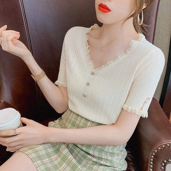 women's blouses & shirts v-neck lace knitwear 2021 spring and summer slim bottoming shirt shows thin temperament top, White
women's blouses & shirts v-neck lace knitwear 2021 spring and summer slim bottoming shirt shows thin temperament top, White
