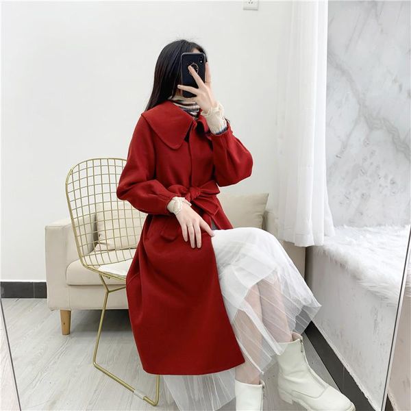 women's wool & blends autumn and winter woman long woolen coat female solid color temperament lapel loose-fitting overcoat ladies a407, Black
women's wool & blends autumn and winter woman long woolen coat female solid color temperament lapel loose-fitting overcoat ladies a407, Black