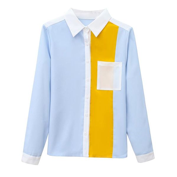 women's blouses & shirts 2021 arrival spring autumn women long sleeve shirt fashion contrast color patchwork chiffon, White
women's blouses & shirts 2021 arrival spring autumn women long sleeve shirt fashion contrast color patchwork chiffon, White