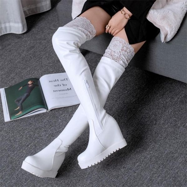 boots large size women's shoes hollow out show thin lace high tube over knee slope heel long, Black
boots large size women's shoes hollow out show thin lace high tube over knee slope heel long, Black