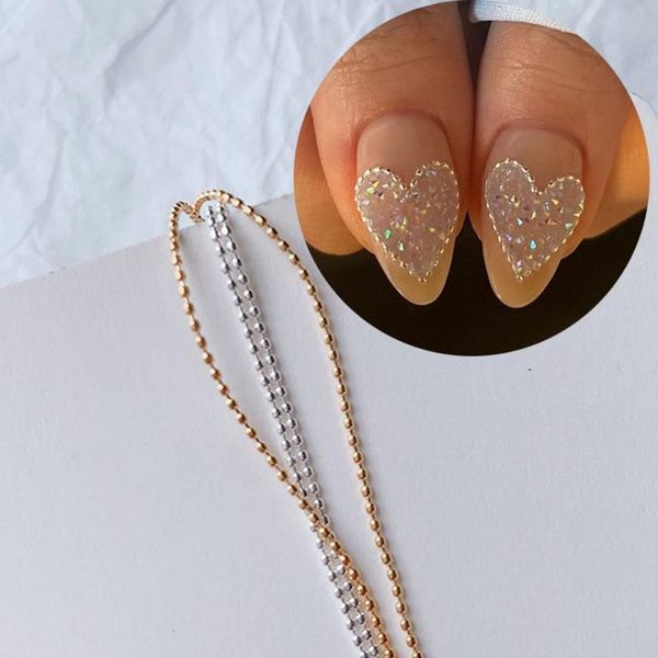 nail art decorations chain rose gold silver metal accessory steel ball jewelry, Silver;gold 
nail art decorations chain rose gold silver metal accessory steel ball jewelry, Silver;gold