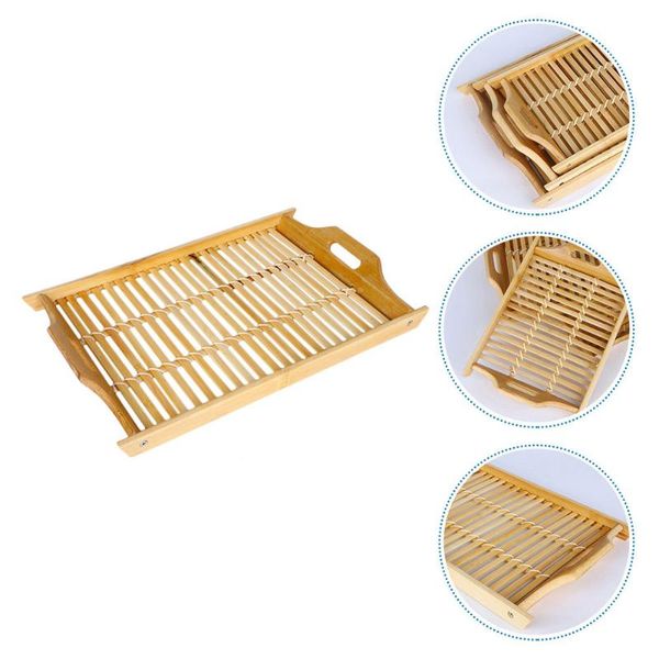 1pc bamboo tray household storage fruit plate for kitchen (khaki) planters & pots