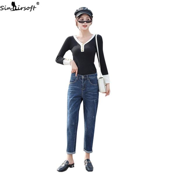 women's jeans autumn trend loose casual wild high waist woman women cotton soft thin scratched harlan elastic denim trousers, Blue
women's jeans autumn trend loose casual wild high waist woman women cotton soft thin scratched harlan elastic denim trousers, Blue
