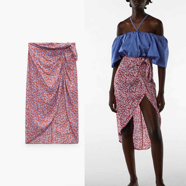 za women asymmetry summer skirt floral print wrap high waist knot red skirt female fashion back zip elegant long skirts 210602, Black
za women asymmetry summer skirt floral print wrap high waist knot red skirt female fashion back zip elegant long skirts 210602, Black