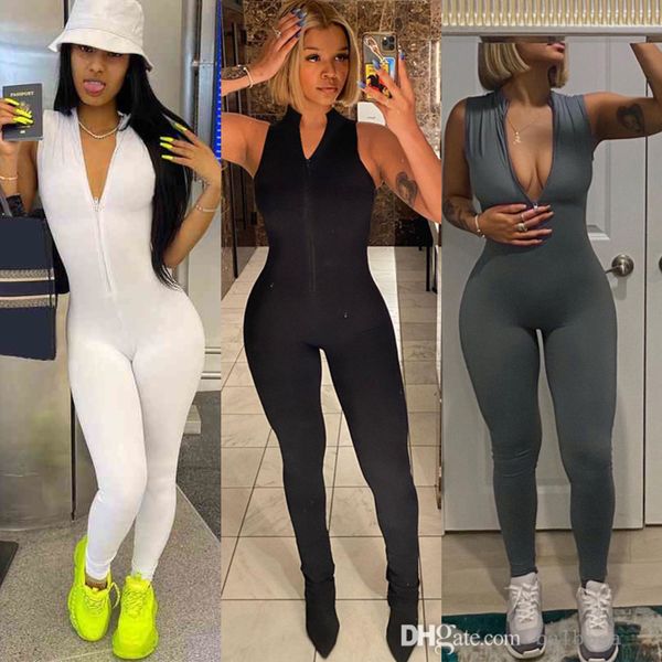 women jumpsuits autumn fashion bodysuit zipper sleeveless leggings rompers round neck slim onesies, Black;white
women jumpsuits autumn fashion bodysuit zipper sleeveless leggings rompers round neck slim onesies, Black;white