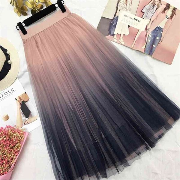 long tulle skirt women autumn gradient korean elegant high waist a-line pleated school midi skirt female 210325, Black
long tulle skirt women autumn gradient korean elegant high waist a-line pleated school midi skirt female 210325, Black