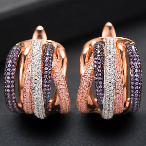 godki 25mm luxury twist braided colorful full mirco pink cubic zirconia setting european wedding clasp earring fashion jewelry, Golden;silver
godki 25mm luxury twist braided colorful full mirco pink cubic zirconia setting european wedding clasp earring fashion jewelry, Golden;silver