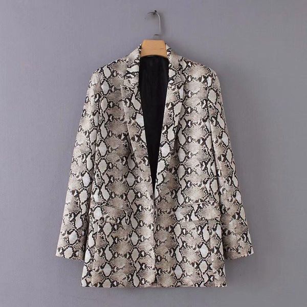 women's suits & blazers women autumn winter fashion snake skin print long sleeve notched collar pocket casual loose office lady suit we, White;black
women's suits & blazers women autumn winter fashion snake skin print long sleeve notched collar pocket casual loose office lady suit we, White;black