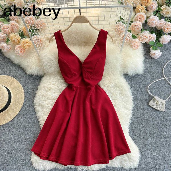 women backless strap dress deep v neck sleeveless dress summer off shoulder a-line beach short dress 210715, Black;gray
women backless strap dress deep v neck sleeveless dress summer off shoulder a-line beach short dress 210715, Black;gray