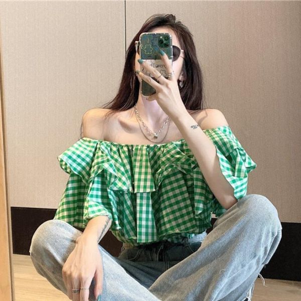 summer slash neck off shoulder women blouses vintage elegant plaid shirts 2021 chic ruffles blusas mujer women's &, White
summer slash neck off shoulder women blouses vintage elegant plaid shirts 2021 chic ruffles blusas mujer women's &, White