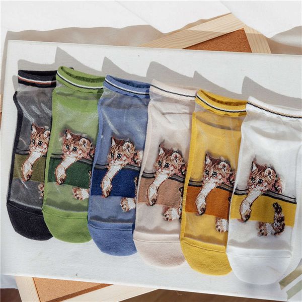 spring lovely anmials patterned transparent women socks thin original fashion casual ankle for female comfortable sox, Black;white
spring lovely anmials patterned transparent women socks thin original fashion casual ankle for female comfortable sox, Black;white