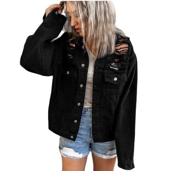 women's jackets 2021 women jeans cost loose style button demin suit solid color spring autumn clothes drop, Black;brown
women's jackets 2021 women jeans cost loose style button demin suit solid color spring autumn clothes drop, Black;brown