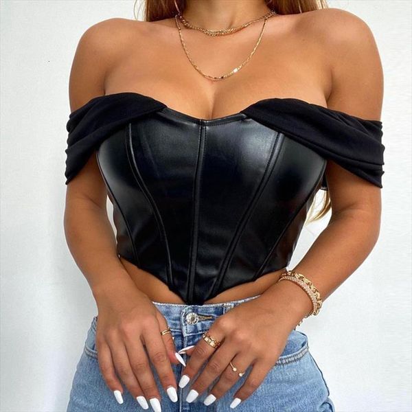 bustier solid women tanks sleeveless vest summer pu leather back zipper off shoulder mesh suspender casual tank chic, White
bustier solid women tanks sleeveless vest summer pu leather back zipper off shoulder mesh suspender casual tank chic, White