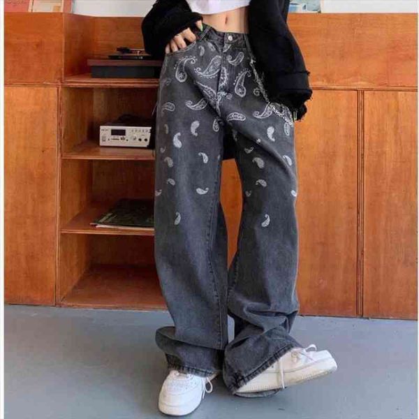 retro cashew flower jeans female y2k style street straight loose high waist wide leg pants hip-hop street trend pants, Blue
retro cashew flower jeans female y2k style street straight loose high waist wide leg pants hip-hop street trend pants, Blue