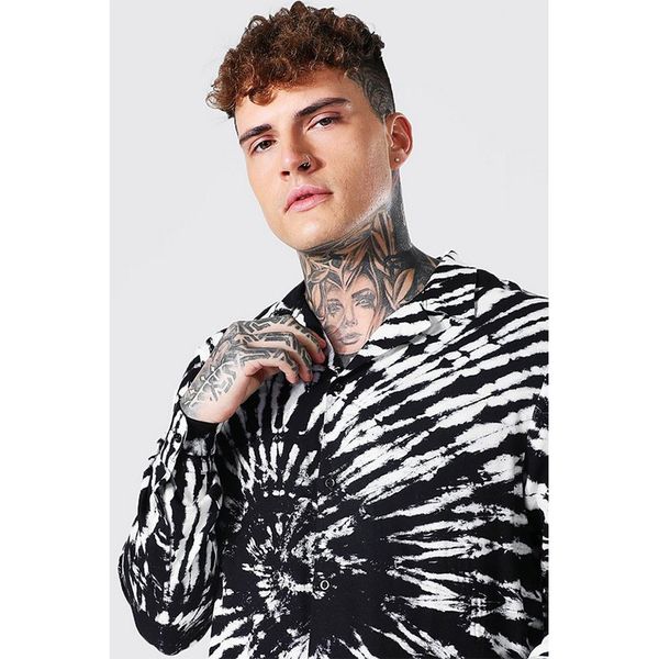 black and white rendering pattern men's long-sleeved shirt comfortable fit fashion travel office entertainment, White;black
black and white rendering pattern men's long-sleeved shirt comfortable fit fashion travel office entertainment, White;black