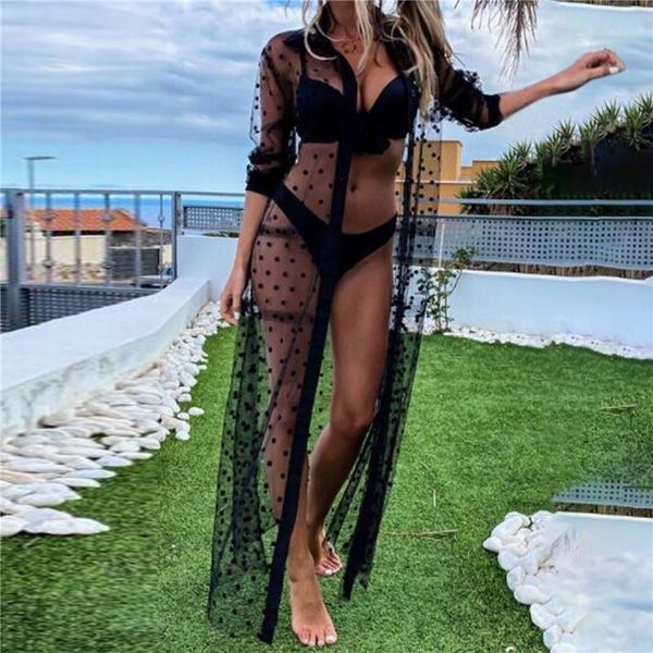 women's swimwear polka dot shirts beach smock 2021 fashion style clothing female trendy long-sleeve see-through long shirt, White;black
women's swimwear polka dot shirts beach smock 2021 fashion style clothing female trendy long-sleeve see-through long shirt, White;black