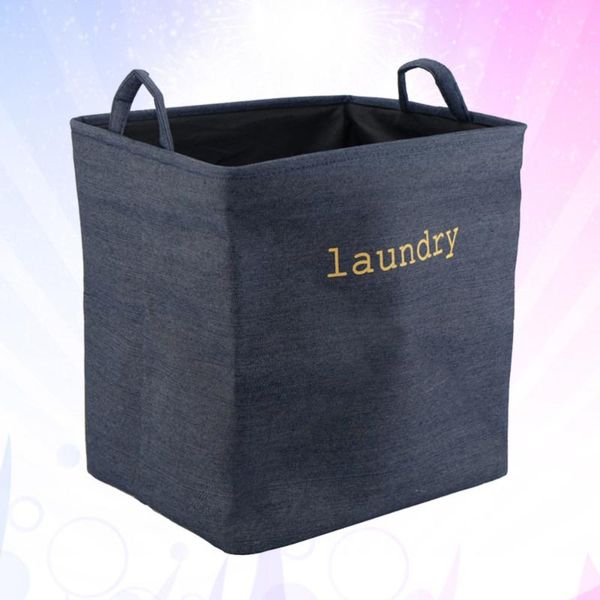cotton and linen laundry basket household clothes foldable for home (blue) bags 
cotton and linen laundry basket household clothes foldable for home (blue) bags