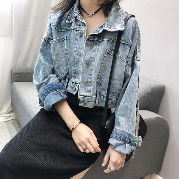 women's jackets fashion fringed denim jacket women korean style split loose bat sleeve tassels jeans shorts femme coat streetwear, Black;brown
women's jackets fashion fringed denim jacket women korean style split loose bat sleeve tassels jeans shorts femme coat streetwear, Black;brown