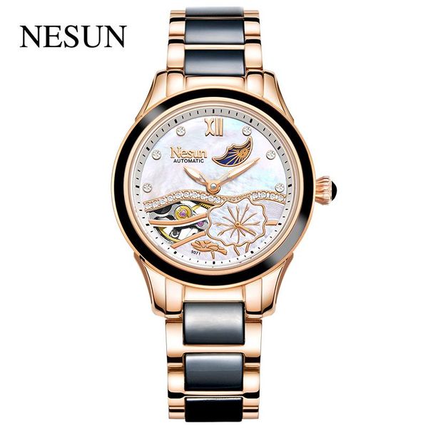 wristwatches nesun original women fashion casual automatic mechanical movement shell dial rhinstone waterproof moon phase 9071, Slivery;brown
wristwatches nesun original women fashion casual automatic mechanical movement shell dial rhinstone waterproof moon phase 9071, Slivery;brown