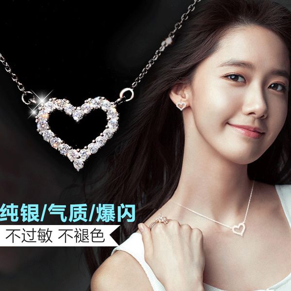 pendant yibaijia korean love of diamond heart pendant sweet sier necklace short clavicle chain, White
pendant yibaijia korean love of diamond heart pendant sweet sier necklace short clavicle chain, White