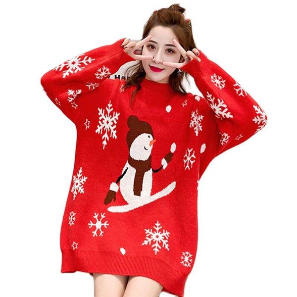 women's sweaters fashion for women 2021 christmas red sweater autumn and winter large size loose mid-length, White;black
women's sweaters fashion for women 2021 christmas red sweater autumn and winter large size loose mid-length, White;black