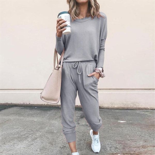spring sets solid fashion womens tracksuits sprot long sleeves full length suit elastic waist round neck casual lady suits, Gray
spring sets solid fashion womens tracksuits sprot long sleeves full length suit elastic waist round neck casual lady suits, Gray