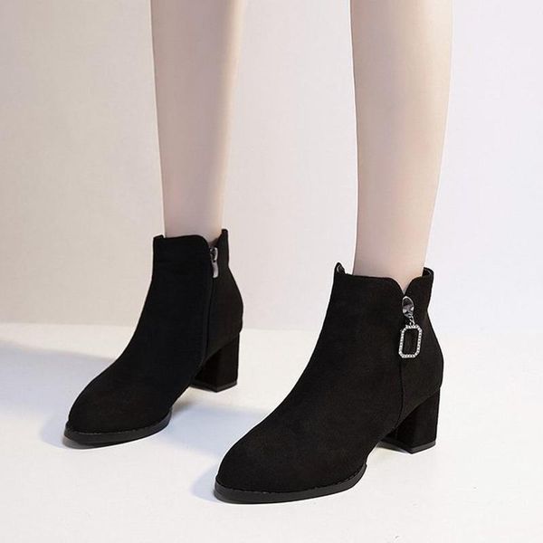 boots women ankle flock round toe ladies short zippers square heels shoes female fashion footwear casual comfort, Black
boots women ankle flock round toe ladies short zippers square heels shoes female fashion footwear casual comfort, Black