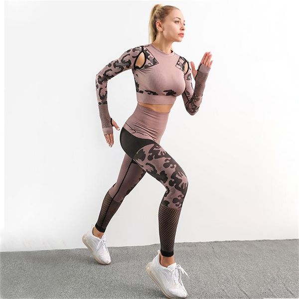 camouflage hollowed out women yoga suit long sleeve bra vest waist seamless tights fitness 2piece set outfit
camouflage hollowed out women yoga suit long sleeve bra vest waist seamless tights fitness 2piece set outfit