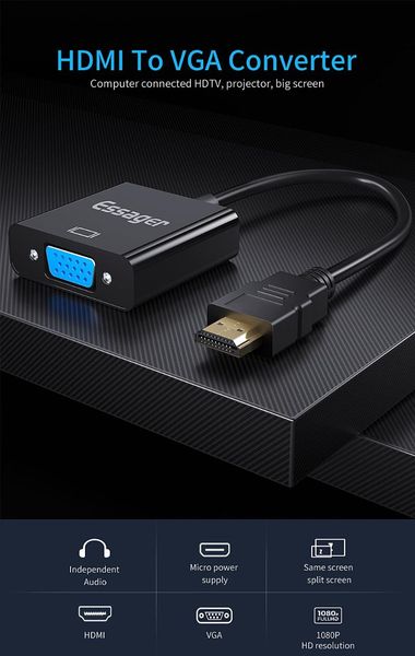 audio cables & connectors essager to vga adapter cable 1080p male female jack 3.5 mm converter video aux splitter for lapps4 tv
audio cables & connectors essager to vga adapter cable 1080p male female jack 3.5 mm converter video aux splitter for lapps4 tv