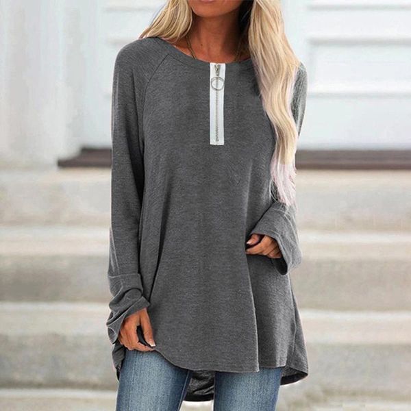 women's t-shirt autumn long t-shirts women casual round neck zip-up solid color sleeve pullover 2021, White
women's t-shirt autumn long t-shirts women casual round neck zip-up solid color sleeve pullover 2021, White