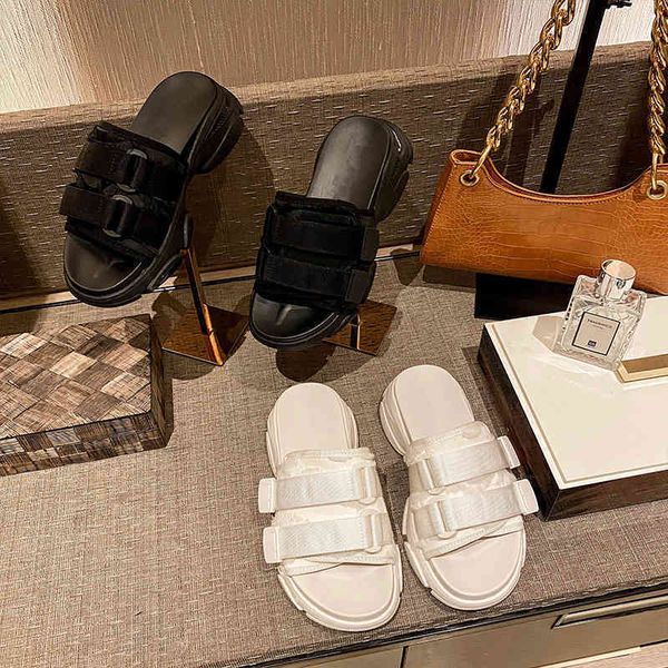slippers sandals dad sandals women's 2021 summer new ins net red sports beach shoes thick soled zly, Black