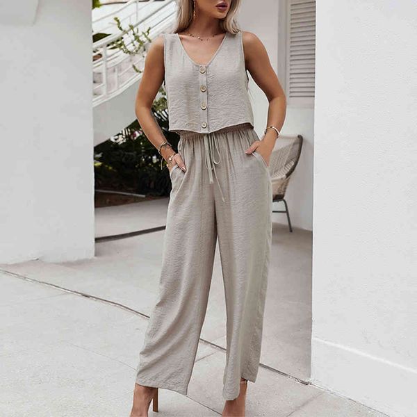 tracksuits khaki two piece set short t shirt and pants with pockets women 2021 button up sleeveless v neck ladies casual loose outfits s198, Gray
tracksuits khaki two piece set short t shirt and pants with pockets women 2021 button up sleeveless v neck ladies casual loose outfits s198, Gray